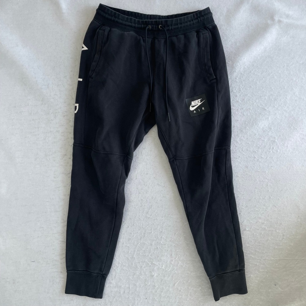 Nike Air Jogger Sweatpants Mens Size Medium Black Fleece Graphic Tapered Cuffed